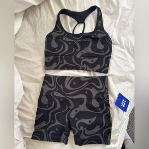 Black and Gray Patterned Two-Piece Set